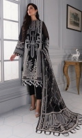 Embroidered Khaadi Net Front Panel Embroidered Khaadi Net Left & Right Panel Embroidered Organza Dupatta Embroidered Dupatta Borders Embroidered Khaadi Net Sleeves Embroidered Front & Back Border Dyed Cotton Net Back Dyed Rawsilk Trouser