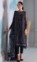 Embroidered Net Front Embroidered Left & Right Panels Embroidered Front & & Back Borders Embroidered Sleeves Border Embroidered Net Dupatta Embroidered Dupatta Borders Dyed Neck Back Dyed Rawsilk Trouser