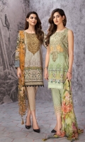 Digital Printed Shirt Embroidered Neck Patch Embroidered Trouser Patch Digital Printed Chiffon Dupatta Dyed Trouser 