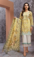 Embroidered Lawn Front Digital Printed Back Digital Printed Chiffon Dupatta Dyed Trouser 