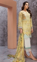 Embroidered Lawn Front Digital Printed Back Digital Printed Chiffon Dupatta Dyed Trouser 