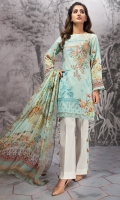 Embroidered Lawn Front Digital Printed Back Digital Printed Chiffon Dupatta Dyed Trouser 