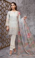 Digital Printed Shirt Embroidered Neck Patti Embroidered Sleeves Patch Embroidered Front Border Patch Digital Printed Chiffon Dupatta Dyed Trouser Digital Printed Shirt Embroidered Neck Patti Embroidered Sleeves Patch Embroidered Front Border Patch Digital Printed Chiffon Dupatta Dyed Trouser