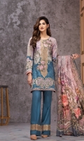 Digital Printed Shirt Embroidered Neck Patch Embroidered Trouser Patch Digital Printed Chiffon Dupatta Dyed Trouser 