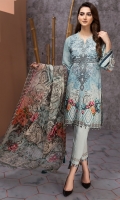 Embroidered Lawn Front Digital Printed Back Digital Printed Chiffon Dupatta Dyed Trouser 