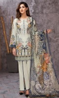 Embroidered Lawn Front Digital Printed Back Digital Printed Chiffon Dupatta Dyed Trouser 