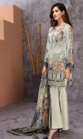 Embroidered Lawn Front Digital Printed Back Digital Printed Chiffon Dupatta Dyed Trouser 