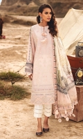Embroidered Front Digital Printed Sleeves & Back Embroidered Front Border Digital Printed Chiffon Dupatta Dyed Cambric Trouser