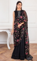 EMBROIDERED CHIFFON FRONT PANNEL EMBROIDERED CHIFFON SIDE PANNELS EMBROIDERED CHIFFON BACK PANNEL EMBROIDERED CHIFFON SLEEVES EMBROIDERD SLEEVES BORDER EMBROIDERD FRONT & BACK BORDERS EMBROIDERED ORGANZA DUPATTA EMBROIDERED DUPATTA BORDER DYED TROUSER