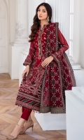 EMBROIDERED CHIFFON FRONT PANNEL EMBROIDERED CHIFFON FRONT SIDE PANNELS EMBROIDERED CHIFFON BACK PANNEL EMBROIDERED CHIFFON BACK SIDE PANNELS EMBROIDERED CHIFFON SLEEVES EMBROIDERED SLEEVES BORDER EMBROIDERED FRONT & BACK BORDERS EMBROIDERED ORGANZA DUPATTA EMBROIDERD DUPATTA BORDERS DYED TROUSER
