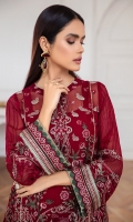EMBROIDERED CHIFFON FRONT PANNEL EMBROIDERED CHIFFON FRONT SIDE PANNELS EMBROIDERED CHIFFON BACK PANNEL EMBROIDERED CHIFFON BACK SIDE PANNELS EMBROIDERED CHIFFON SLEEVES EMBROIDERED SLEEVES BORDER EMBROIDERED FRONT & BACK BORDERS EMBROIDERED ORGANZA DUPATTA EMBROIDERD DUPATTA BORDERS DYED TROUSER