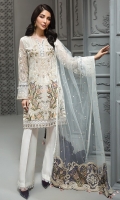 EMBROIDERED CHIFFON FRONT EMBROIDERED CHIFFON BACK  EMBROIDERED CHIFFON SLEEVES  EMBROIDERED NET DUPATTA  EMBROIDERED DUPATTA PATCHES  EMBROIDERED SLEEVES BORDER  EMBROIDERED FRONT & BACK BORDERS  EMBROIDERED SLEEVES ORGANZA PATCH  DYED ORGANZA DYED TROUSER