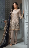 EMBROIDERED CHIFFON FRONT EMBROIDERED CHIFFON BACK  EMBROIDERED CHIFFON SLEEVES  EMBROIDERED CHIFFON DUPATTA  EMBROIDERED SLEEVES BORDER  EMBROIDERED FRONT & BACK BORDERS  EMBROIDERED TROUSER PATCH  DYED TROUSER