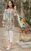 Embroidered Lawn Front Digital Printed Back Digital Printed Chiffon Dupatta  Dyed Trouser