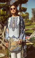 Digital Printed Shirt Digital Printed Chiffon Dupatta Embroidered Neck Patch Embroidered Front Border  Embroidered Trouser Patch Dyed Trouser Dyed Organza Patch