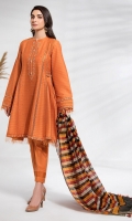 Embroidered Jacquard Lawn Front Panel Embroidered Front, Back & Sleeves Border Dyed Jacquard Lawn Shirt Dyed Cambric Trouser Dyed Jacquard Banarsi Dupatta