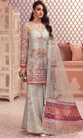 Embroidered Net Unstitched 3 Piece Suit 