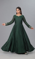 Kai Green frock with beautiful neck and sleeves handwork
