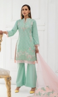 Shirt Front 1.25 Mtr Emb Shirt Back 1.25 Mtr Emb Sleeves 0.5 Mtr Emb Chiffon Dupatta 2.5 Mtr Emb Trouser 2.5 Mtr