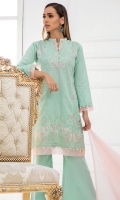 Shirt Front 1.25 Mtr Emb Shirt Back 1.25 Mtr Emb Sleeves 0.5 Mtr Emb Chiffon Dupatta 2.5 Mtr Emb Trouser 2.5 Mtr