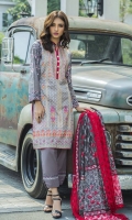 Shirt Front 1.25 Mtr Emb Shirt Back + Sleeves 1.75 Mtr Trouser 2.5 Mtr Broshia Dupatta 2.5 Mtr