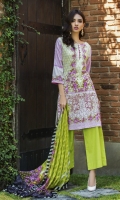 Shirt Front 1.25 Mtr Emb Shirt Back + Sleeves 1.75 Mtr Trouser 2.5 Mtr Broshia Dupatta 2.5 Mtr