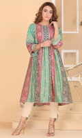 printed and embellished cotton silk gatherd frock with embellished yoke and sleeves.