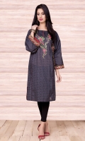 Printed & embroidered cotton lawn shirt (2.75)