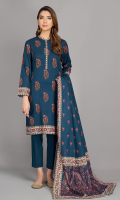 Printed wider width Khaddar Shirt 2.5Mtr Printed khaddar dupatta 2.5Mtr Dyed Khaddar Shalwar 2.5Mtr