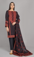 Printed and Embellished Wider Width Khaddar Shirt 2.5Mtr Printed Khaddar Dupatta 2.5Mtr Dyed Khaddar Shalwar 2.5Mtr