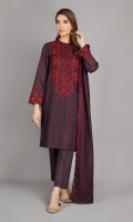 Printed Wider width Khaddar Shirt 2.5Mtr Printed and Embroidered Khaddar Dupatta 2.5Mtr Dyed Khaddar Shalwar 2.5Mtr