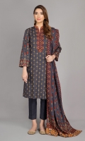 Printed Wider Width Khaddar Slub Shirt 2.5Mtr Printed Khaddar Slub Dupatta 2.5Mtr Dyed Khaddar Slub Shalwar 2.5Mtr
