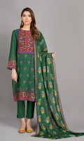 Printed and Embellished Wider width Khaddar shirt 2.5Mtr Printed Khaddar Dupatta 2.5Mtr Dyed Khaddar Shalwar 2.5Mtr