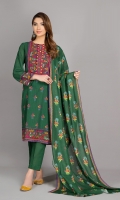 Printed and Embellished Wider width Khaddar shirt 2.5Mtr Printed Khaddar Dupatta 2.5Mtr Dyed Khaddar Shalwar 2.5Mtr