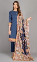 Printed Wider Width Khaddar Shirt 2.75Mtr Printed Khaddar Dupatta 2.5Mtr Dyed Khaddar Shalwar 2.5Mtr