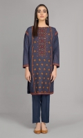 Printed and Embellished Wider Width khaddar shirt 2.5Mtr Dyed Khaddar shalwar 2.5Mtr