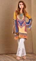 Printed Front And Back Printed Sleeves With Scoop Cut Sleeves Golden Buttons At Neck Line