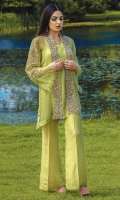 Organza self embroidered Shirt with heavy hand embroidery cottonsilk under shirt and zari Jacquard trouser