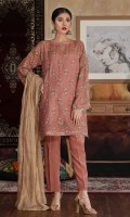 Hand embellished embroidered shirt with plain trouser and gold zari dupatta