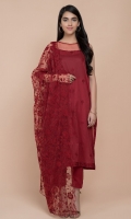 Dyed & Embroidered Wider Width Lawn Shirt(2.5m) Dyed & Embroidered Poly Net Dupatta(2.50m) Dyed Cambric Shalwar(2.50m)
