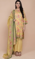 Printed Wider Width Lawn Shirt(2.75m) Printed & Embroidered Cotton Lawn Dupatta(2.50m) Dyed Cambric Shalwar(2.50m)