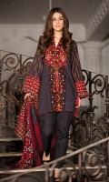 Print & embellished wider width khaddar shirt(2.5m)  Printed khaddar dupatta(2.5m)  Dyed khaddar shalwar(2.5m)