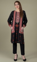 Printed & Embellished Wider Width Khaddar Shirt(2.50m)