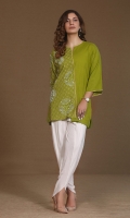 khaddar top with monchromatic geomatrical embroidery
