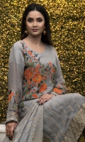Embroidered Chiffon Front  Plain Chiffon Back  Embroidered Chiffon Sleeves  Embroidered Chiffon Ghera  Embroidered Chiffon Dupatta  Embroidered Chiffon Trouser with Patches