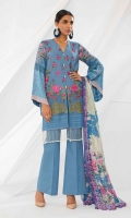 Front & Sleeves Lawn Embroidered 2.0m Back Satin Printed 1.25m Tissue Silk Dupatta 2.5m Shalwar 2.5m