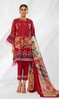 Front & Sleeves Lawn Embroidered 2.0m Back Satin Printed 1.25m Tissue Silk Dupatta 2.5m Shalwar 2.5m
