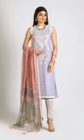 Embroidered Chiffon Shirt 3.0m Printed Chiffon Dupatta 2.5m Dyed Inner Fabric 2.5m Shalwar 2.5m