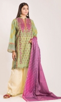 Front Lawn Print Embroidered 1.25m Back & Sleeve Lawn Printed 2.0m Lawn Printed Dupatta 2.5m