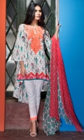 Embroidered Lawn Shirt 3.25m Embroidered Lawn Shalwar 2.5m Chiffon Dupatta 2.5m 